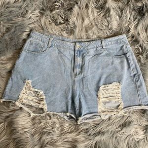 Plus Size Ripped Denim Shorts